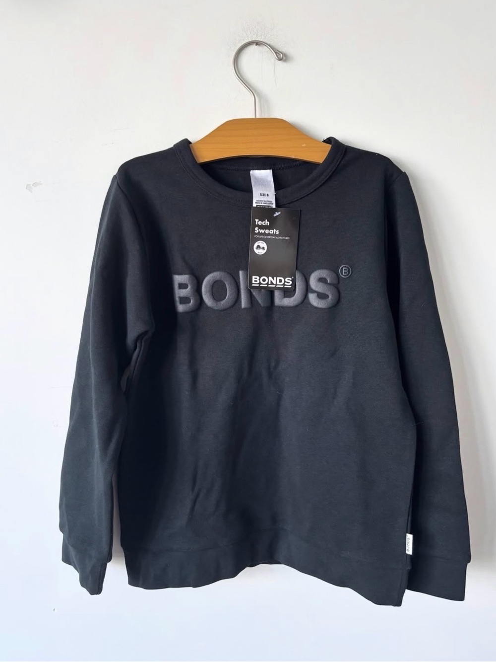 Bonds Black Crewneck Sweatshirt with Raised Logo